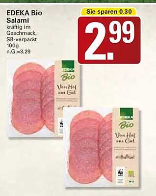 EDEKA Bio Salami kräftig im Geschmack, SB-verpackt, 100 g