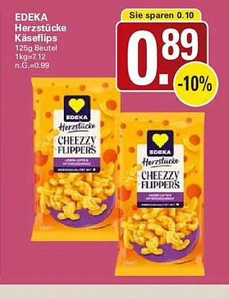EDEKA Herzstücke Käseflips 125g Beutel 1kg=7,12 n. G.=0,99