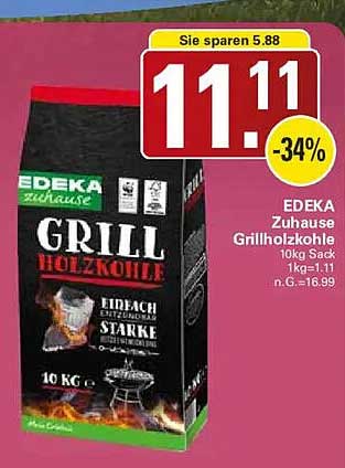 EDEKA Zuhause Grillholzkohle 10kg Sack