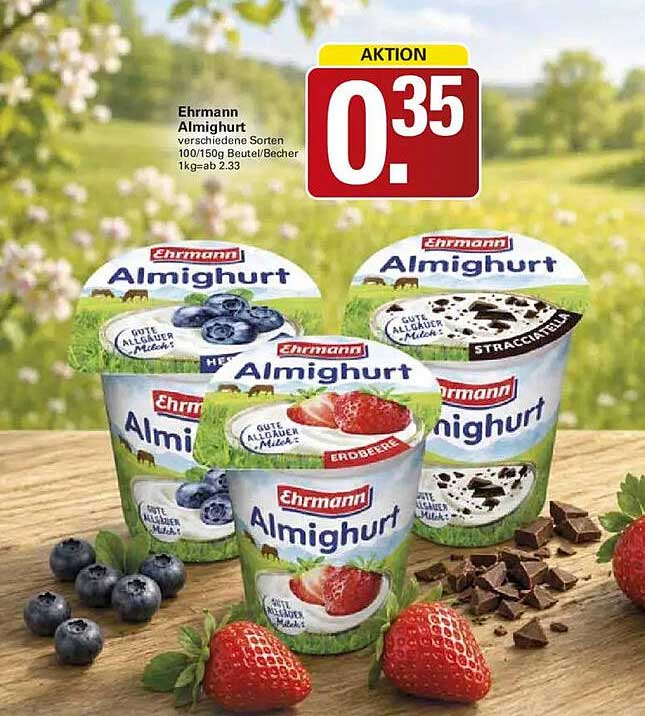 Ehrmann Almighurt verschiedene Sorten 100/150g Beutel/Becher 1kg=ab 2.33