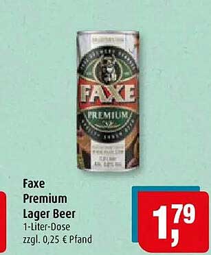 Faxe Premium Lager Beer 1-Liter-Dose zzgl. 0,25 € Pfand