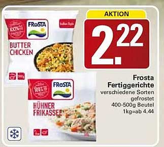 Frosta Fertiggerichte verschiedene Sorten gefroren 400–500g Beutel 1kg=ab 4,44