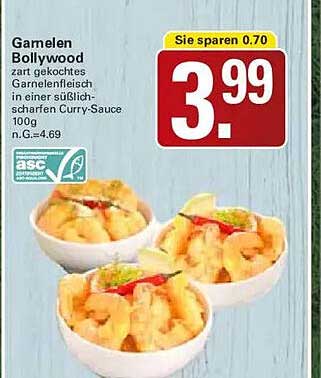Gamelen Bollywood zart gekochtes Garnelenfleisch in einer südasiatischen Curry-Sauce 100g