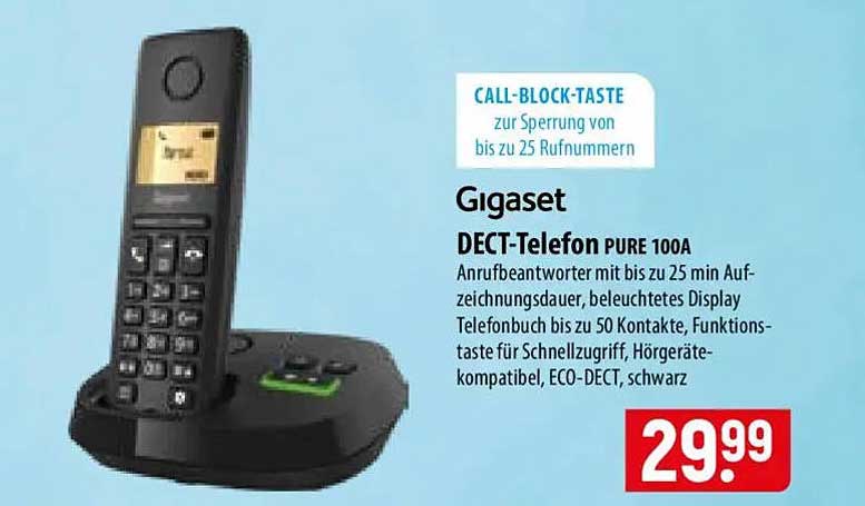 Gigaset DECT-Telefon PURE 100A
