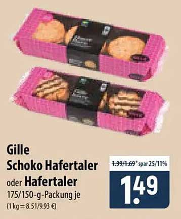 Gille Schoko Hafertaler oder Hafertaler 175/150-g-Packung je