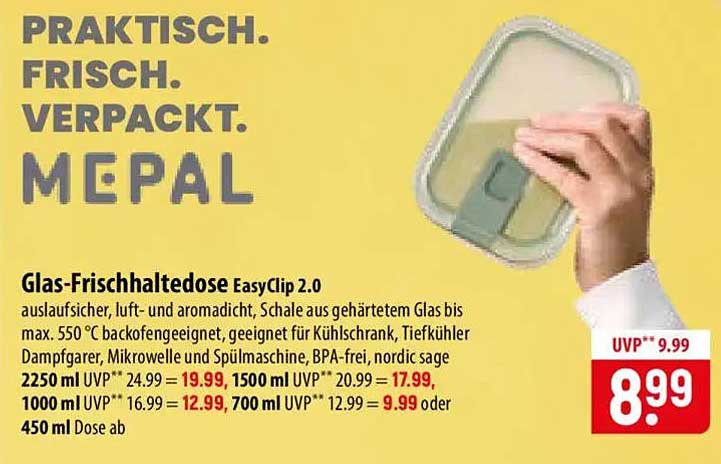 Glas-Frischhaltedose EasyClip 2.0