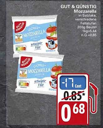 GUT & GÜNSTIG Mozzarella in Salzlake, verschiedenen Fettstufen