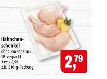 Hähnchen-schenkel ohne Rückenstück SB-verpackt 1 kg = 8,99 z.B. 310-g-Packung