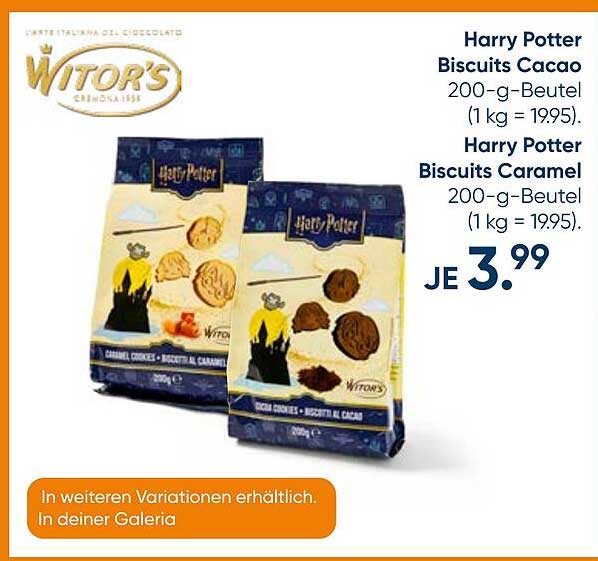 Harry Potter Biscuits Cacao 200-g-Beutel (1 kg = 19,95) Harry Potter Biscuits Caramel 200-g-Beutel (1 kg = 19,95)