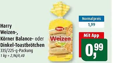 Harry Weizen-, Körner Balance- oder Dinkel-Toastbrötchen