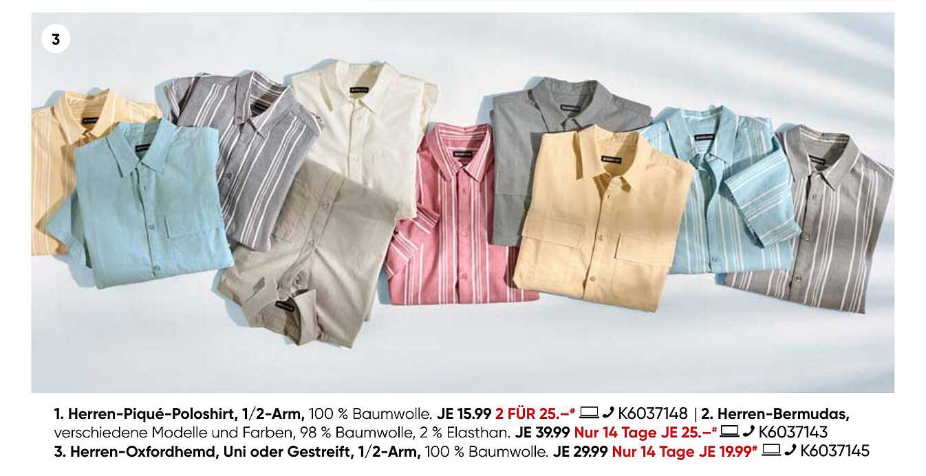 Herren-Oxfordhemd, Uni oder Gestreift, 1/2-Arm, 100 % Baumwolle
