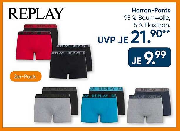 Herren-Pants 95 % Baumwolle, 5 % Elasthan, 2er-Pack