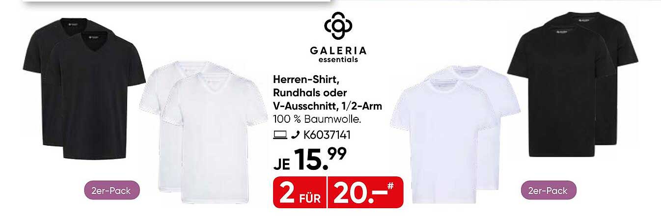 Herren-Shirt, Rundhals oder V-Ausschnitt, 1/2-Arm