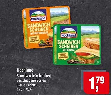 Hochland Sandwich-Scheiben verschiedene Sorten 150-g-Packung