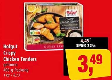 Hofgut Crispy Chicken Tenders gefroren 400-g-Packung 1 kg = 8,73