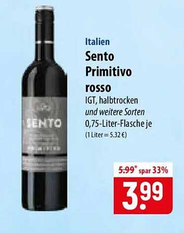 Italien Sento Primitivo rosso