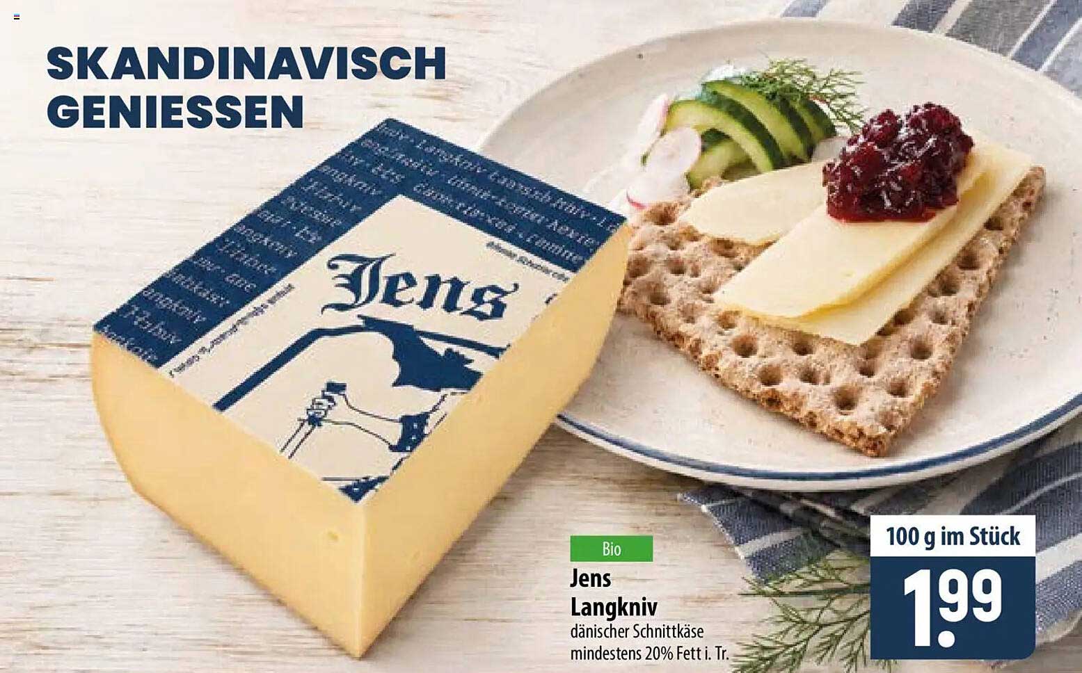 Jens Langkniv dänischer Schnittkäse mindestens 20% Fett i. Tr.