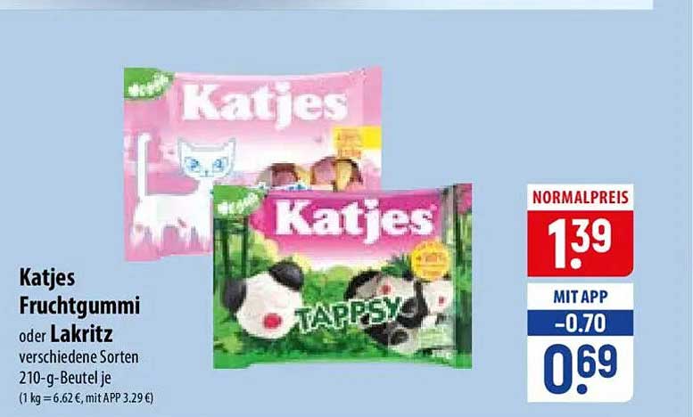 Katjes Fruchtgummi oder Lakritz verschiedene Sorten 210-g-Beutel je