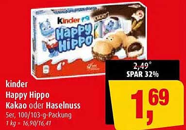 kinder Happy Hippo Kakao oder Haselnuss