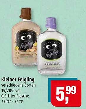 Kleiner Feigling verschiedene Sorten 15/20% vol. 0,5-Liter-Flasche 1 Liter = 11,98