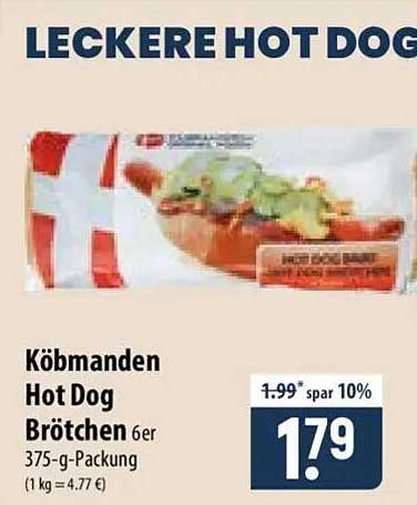 Köbmaden Hot Dog Brötchen 6er 375-g-Packung