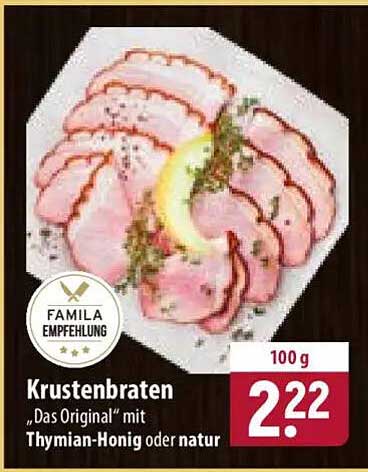 Krustenbraten „Das Original“ mit Thymian-Honig oder natur