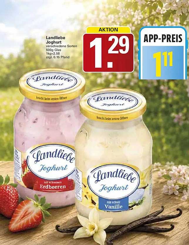 Landliebe Joghurt verschiedene Sorten 500g Glas