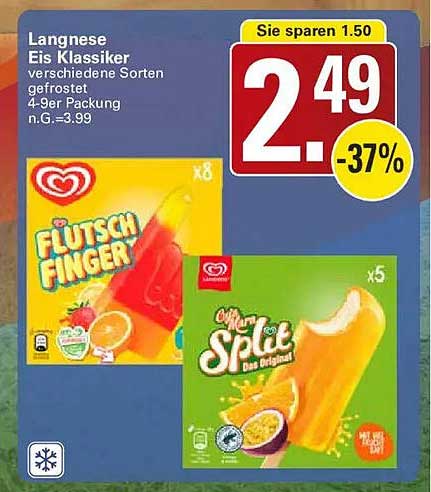 Langnese Eis Klassiker verschiedene Sorten gefrostet 4-9er Packung n.G. =3.99