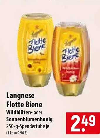 Langnese Flotte Biene Wildblüten- oder Sonnenblumenhonig