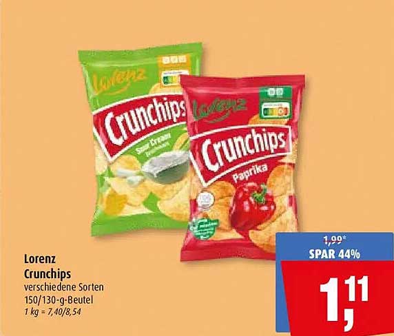 Lorenz Crunchips verschiedene Sorten 150/130-g-Beutel