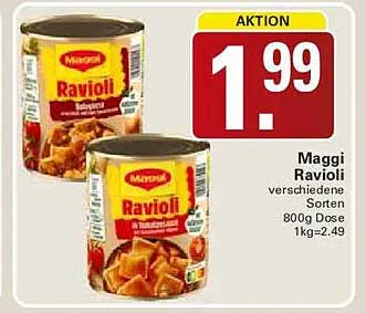 Maggi Ravioli verschiedene Sorten 800g Dose 1kg=2,49