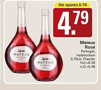 Mateus Rosé Portugal, halbtrocken 0,75ltr. Flasche