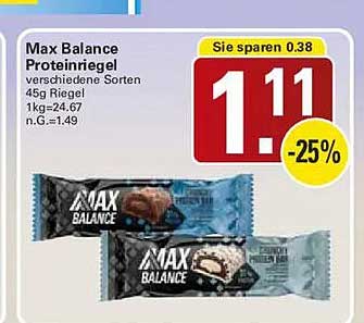 Max Balance Proteinriegel verschiedene Sorten 45g Riegel