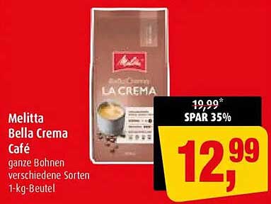 Melitta Bella Crema Café ganze Bohnen verschiedene Sorten 1-kg-Beutel