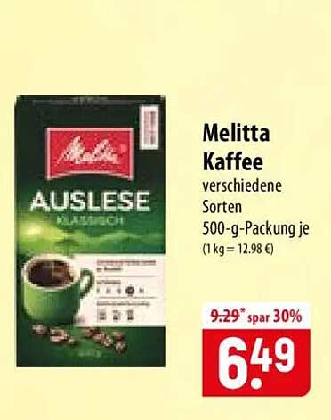 Melitta Kaffee verschiedene Sorten 500-g-Packung je