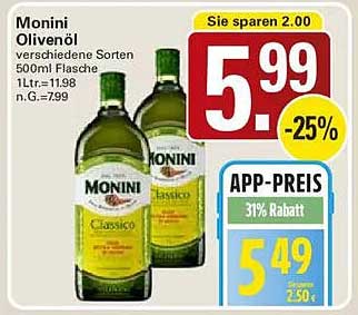 Monini Olivenöl verschiedene Sorten 500ml Flasche