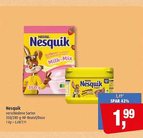 Nesquik verschiedene Sorten 350/280-g-NF-Beutel/Dose