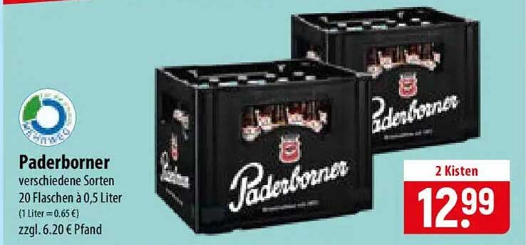 Paderborner verschiedene Sorten 20 Flaschen à 0,5 Liter