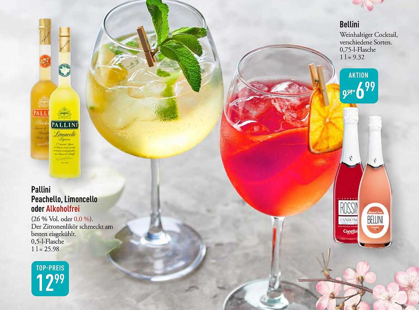 Pallini Peachello, Limoncello oder Alkoholfrei