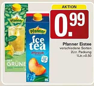 Pfanner Eistee verschiedene Sorten 2Ltr. Packung 1Ltr.=0,50