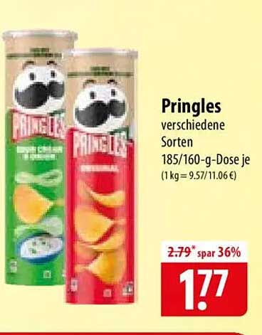 Pringles verschiedene Sorten 185/160-g-Dose je