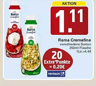 Rama Cremefine verschiedene Sorten 250ml Flasche 1 Ltr.=4.44