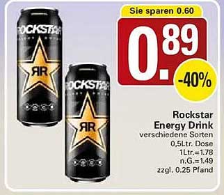Rockstar Energy Drink verschiedene Sorten 0,5Ltr. Dose