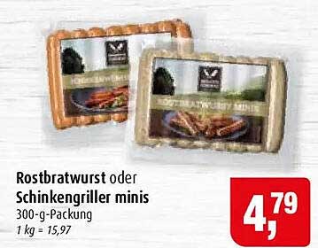 Rostbratwurst oder Schinkengriller minis