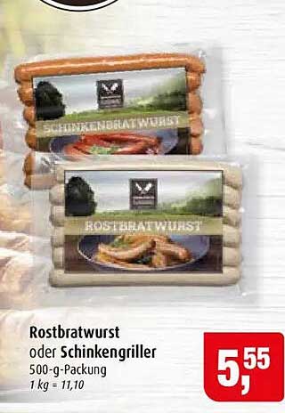 Rostbratwurst oder Schinkengriller