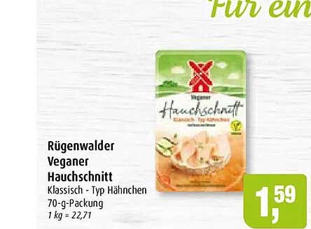 Rügenwalder Veganer Hauchschitt Klassisch - Typ Hähnchen 70-g-Packung 1 kg = 22,71