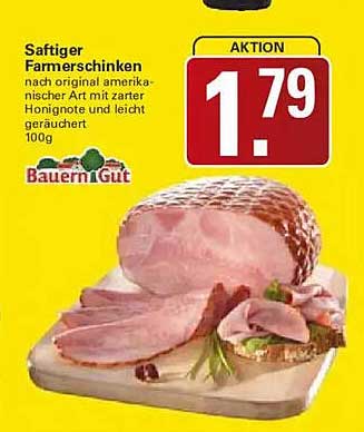 Saftiger Farmerschinken nach original amerikanischer Art mit zarter Honignote, leicht geräuchert und 100g