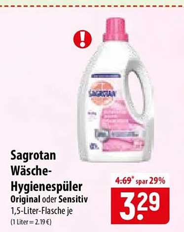 Sagrotan Wäsche-Hygienespüler Original oder Sensitiv 1,5-Liter-Flasche je