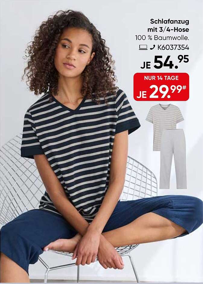 Schlafanzug mit 3/4-Hose