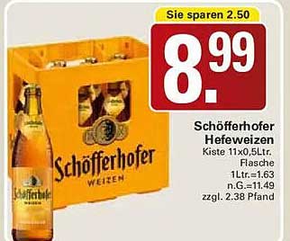 Schöfferhofer Hefeweizen Kiste 11x0,5Ltr. Flasche